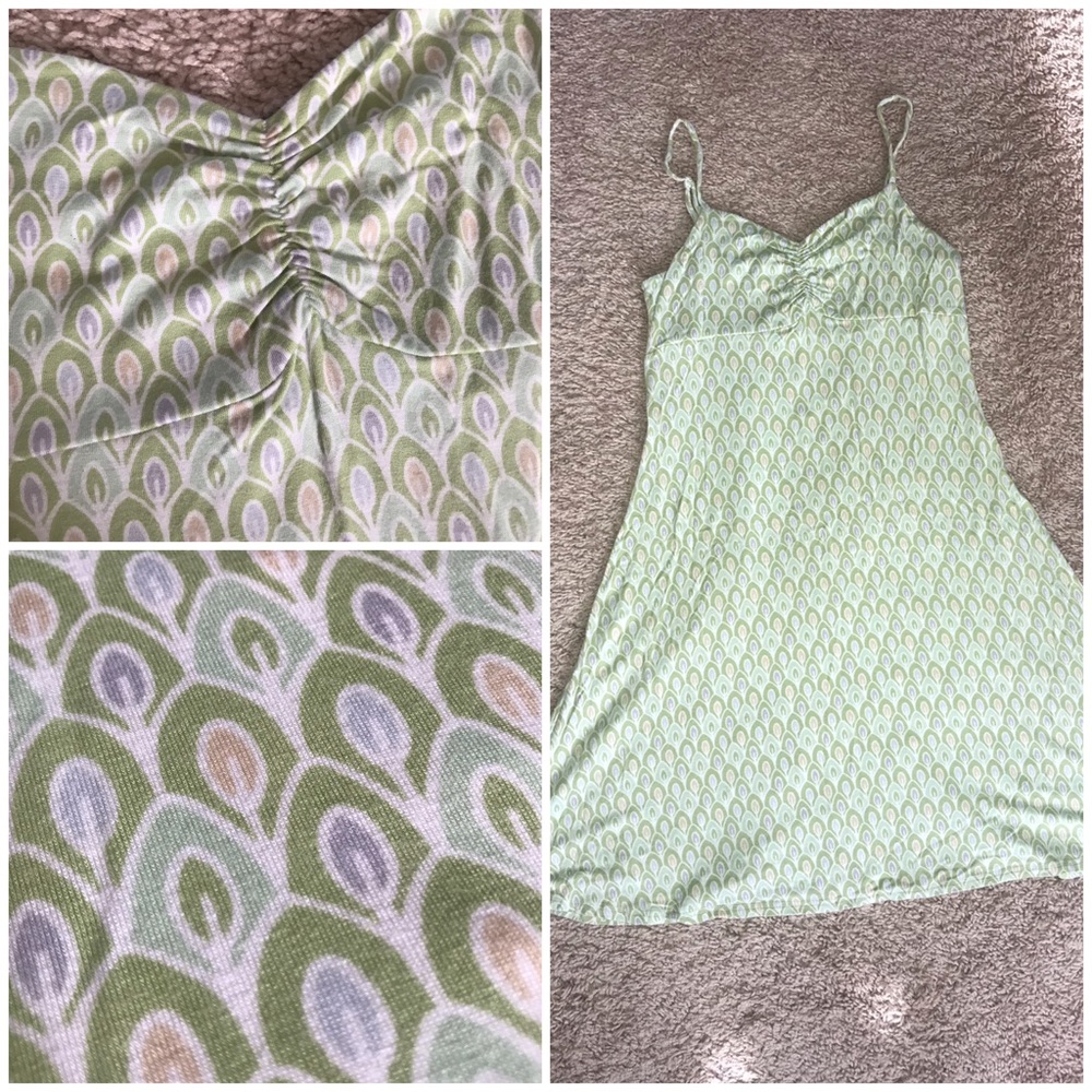 Express Green Spaghetti Strap Patterned Dress